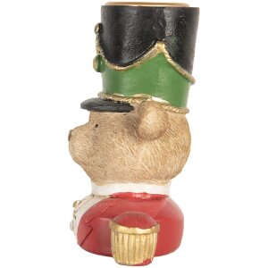 Clayre & Eef 6PR5752 Svícen Medvěd 9x6x10 cm hnědo-červený