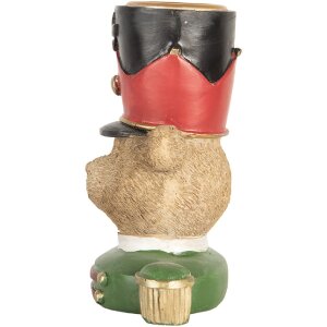 Clayre & Eef Držák na svíčku Medvěd 9x6x10 cm hnědo-zelený