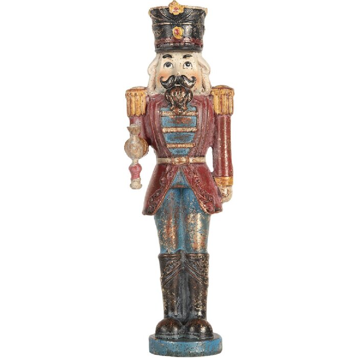 Clayre & Eef 6PR5758 Dekorativní Louskáček 7x6x21 cm Červeno-modrý