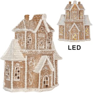 Clayre & Eef Dekorační domeček s LED 18x9x20 cm