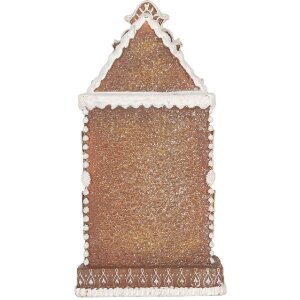 Clayre & Eef Dekorace Dům s LED 17x15x35 cm hnědo-bílá