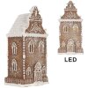 Clayre & Eef Dekorace Dům s LED 17x15x35 cm hnědo-bílá
