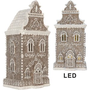 Clayre & Eef Dekorativní domeček s LED světly 17x15x35 cm
