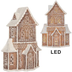 Clayre & Eef Dekorační domeček s LED 16x8x23 cm