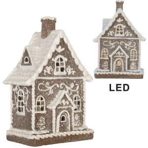 Clayre & Eef Dekorativní domeček s LED 16x10x23 cm