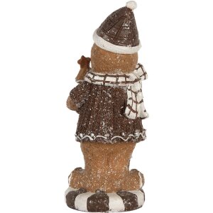 Clayre & Eef 6PR5813 Perníkový mužíček 8x8x20 cm hnědý/bílý