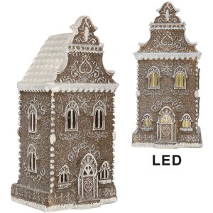Clayre & Eef Dekorační domeček s LED 12x11x25 cm
