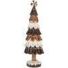 Clayre & Eef Dekorativní vánoční stromek 12x39 cm hnědo-bílý