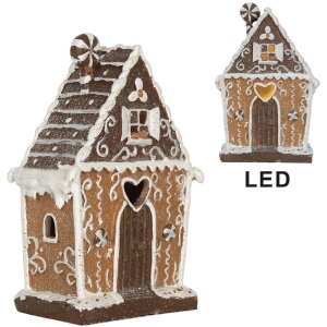 Clayre & Eef Dekorativní domeček s LED 14x9x21 cm