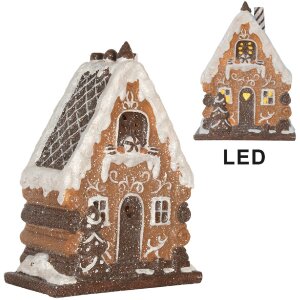 Clayre & Eef Dekorační domeček s LED 15x8x19 cm