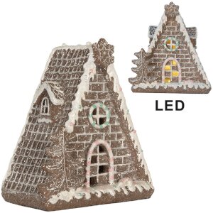 Clayre & Eef Dekorační domeček s LED 17x10x18 cm