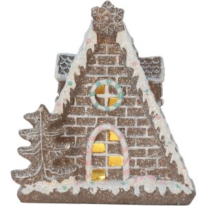 Clayre & Eef Dekorační domeček s LED 17x10x18 cm