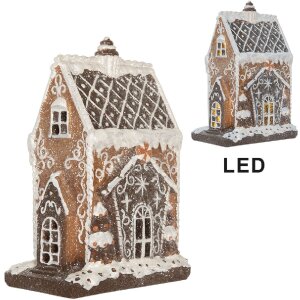 Clayre & Eef Dekorativní domeček s LED osvětlením 15x9x20 cm