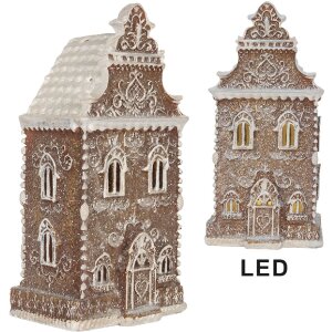 Clayre & Eef Dekorační domeček s LED 12x11x25 cm