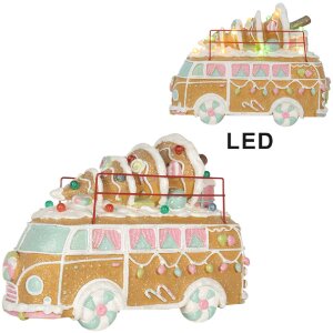 Clayre & Eef Dekorační autobus s LED 31x12x23 cm