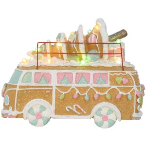 Clayre & Eef Dekorační autobus s LED 31x12x23 cm