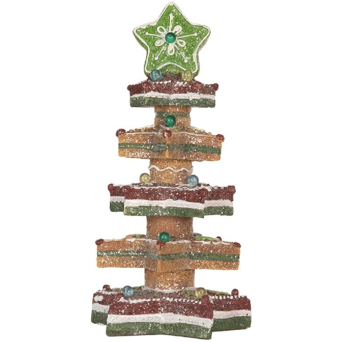 Clayre & Eef Dekorační vánoční stromek s LED 15x15x29 cm hnědo-červený