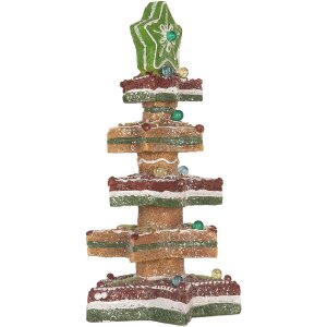 Clayre & Eef Dekorační vánoční stromek s LED 15x15x29 cm hnědo-červený