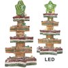 Clayre & Eef Dekorační vánoční stromek s LED 15x15x29 cm hnědo-červený