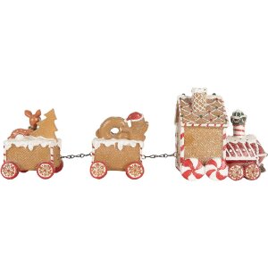 Clayre & Eef Dekorativní vlak 33x10x15 cm hnědo-červený