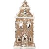 Clayre & Eef Dekorační domeček s LED 9x7x18 cm hnědo-růžový