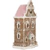 Clayre & Eef Dekorační domeček s LED 9x7x18 cm hnědo-růžový
