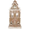 Clayre & Eef Dekorační domeček s LED 9x7x18 cm hnědo-růžový