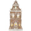 Clayre & Eef Dekorační domeček s LED 9x7x18 cm hnědo-růžový