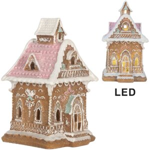Clayre & Eef Dekorace domeček s LED 9x10x15 cm