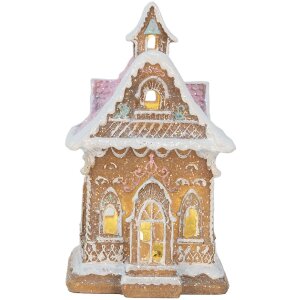 Clayre & Eef Dekorace domeček s LED 9x10x15 cm