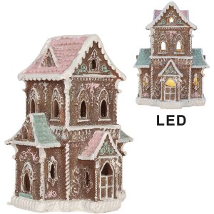 Clayre & Eef Dekorativní domeček s LED 15x12x20 cm