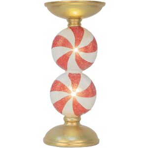 Clayre & Eef 6PR5850 Svícen LED Ø10x23cm Zlatobílý Polyresin