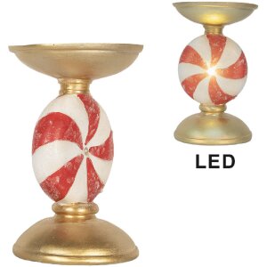Clayre & Eef Svícen s LED Ø 10x16 cm zlatá/bílá