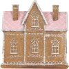 Clayre & Eef Dekorační domeček s LED 21x8x20 cm hnědo-růžový
