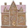 Clayre & Eef Dekorační domeček s LED 21x8x20 cm hnědo-růžový