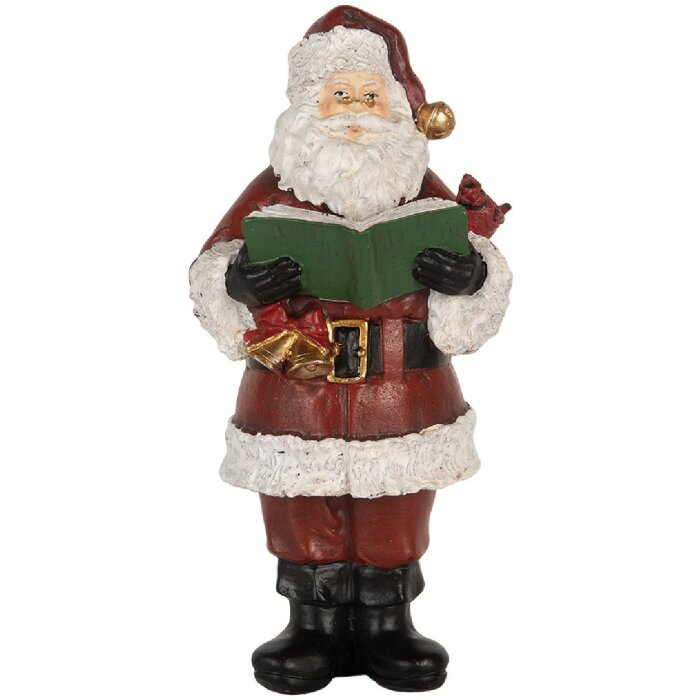 Clayre & Eef Dekorace Santa Claus s knihou 10x10x21 cm