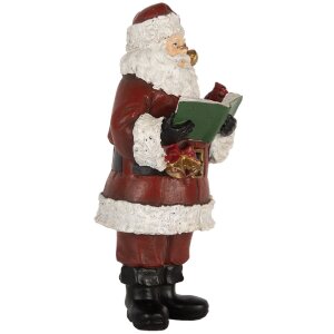 Clayre & Eef Dekorace Santa Claus s knihou 10x10x21 cm