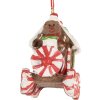Clayre & Eef Dekorační závěs Lokomotiva 9x5x9 cm hnědo-červená