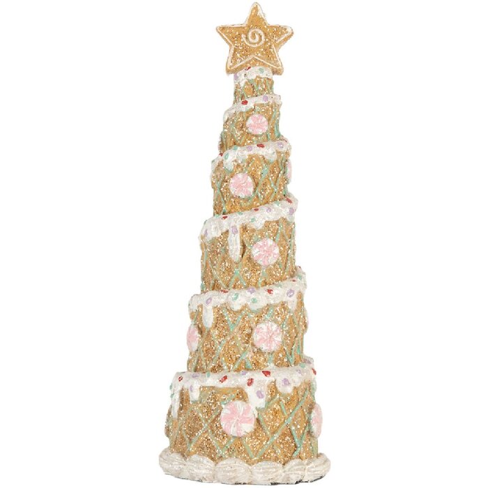 Clayre & Eef Vánoční stromek Ø 9x25 cm hnědý a bílý