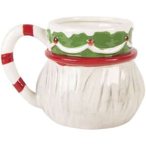 Clayre & Eef Hrnek 550 ml 15x12x11 cm béžovo-bílá