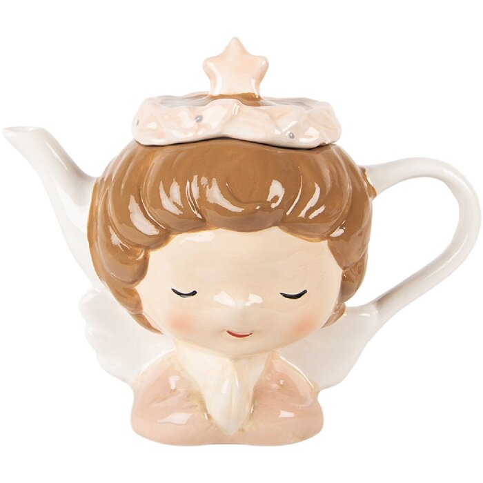 Clayre & Eef Čajová konvice 650 ml béžovo-růžová 21x12x16 cm