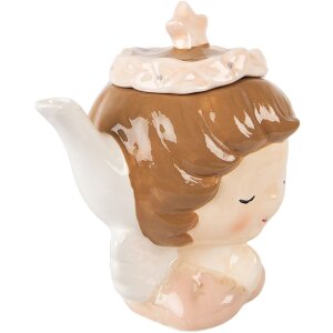Clayre & Eef Čajová konvice 650 ml béžovo-růžová 21x12x16 cm