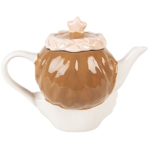 Clayre & Eef Čajová konvice 650 ml béžovo-růžová 21x12x16 cm