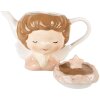 Clayre & Eef Čajová konvice 650 ml béžovo-růžová 21x12x16 cm