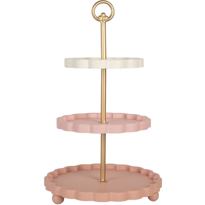 Clayre & Eef Etagéra 30x50 cm růžovo-bílá