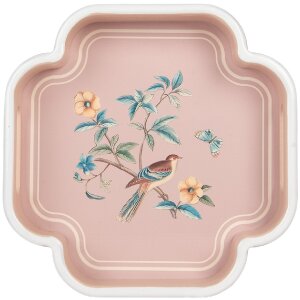 Clayre & Eef Dekorativní podnosy (sada 2) béžovo-růžové 30x30/24x24 cm