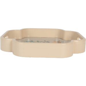 Clayre & Eef Dekorativní podnosy (sada 2) béžovo-růžové 30x30/24x24 cm