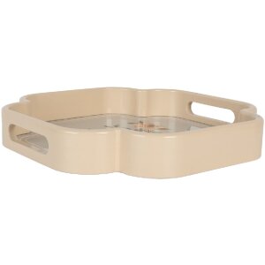 Clayre & Eef Dekorativní podnosy (sada 2) béžovo-růžové 30x30/24x24 cm