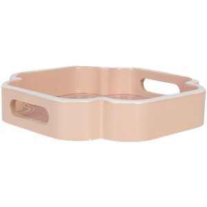 Clayre & Eef Dekorativní podnosy (sada 2) béžovo-růžové 30x30/24x24 cm