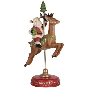 Clayre & Eef 6PR5763 Vánoční dekorace Santa na sobu 16x11x30 cm